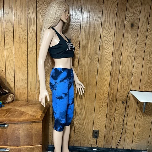 Lululemon" In the Flow Crop leggings black and blue-Size (6) - Picture 7 of 16